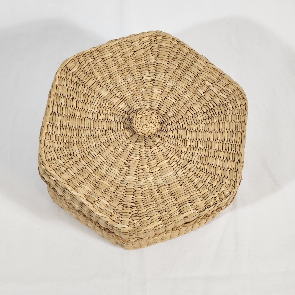 Vintage Hexagon Woven Grass Basket